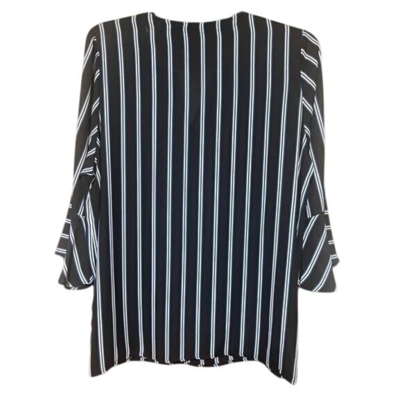 Violet & Claire Split V-Neck 3/4 Bell Sleeves Stripes Career Blouse Plus Size 2X - Picture 6 of 9